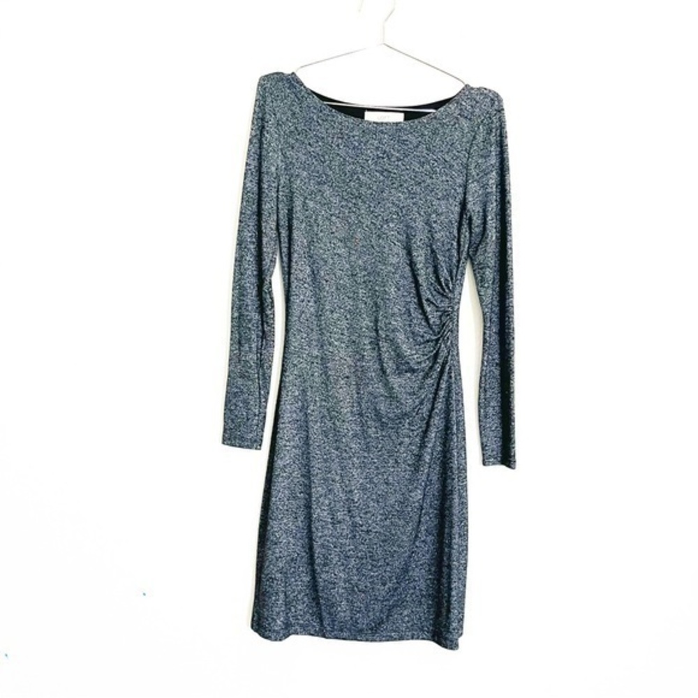 Ann Taylor Loft Long Sleeve Crewneck Sweater Dress Women Size XS Gray/Black
